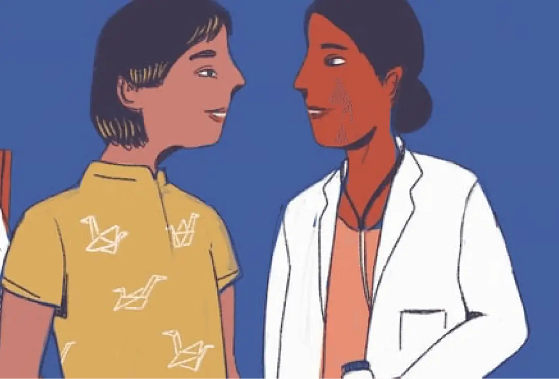 Illustration of doctor talking to patient