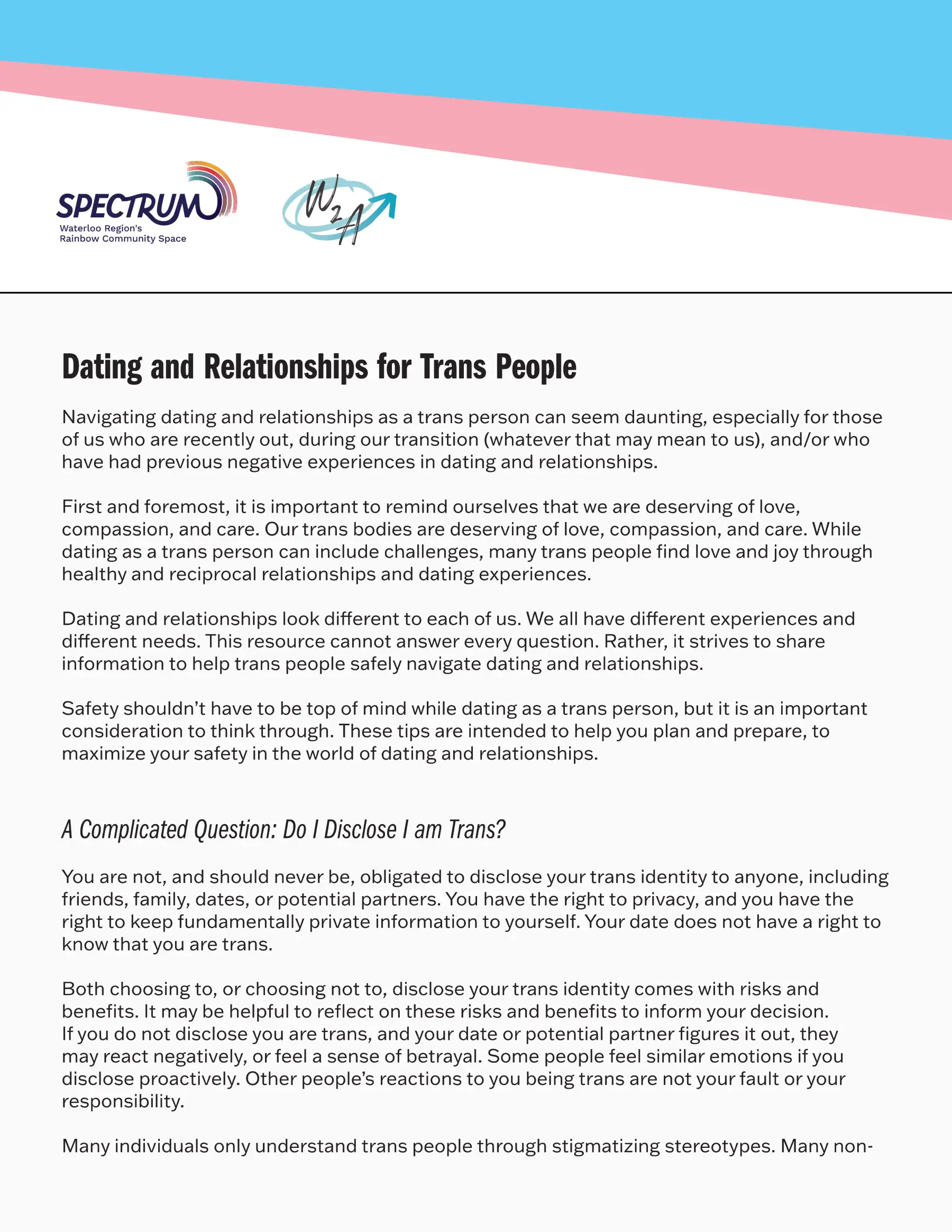 Dating and Relationships for Trans People