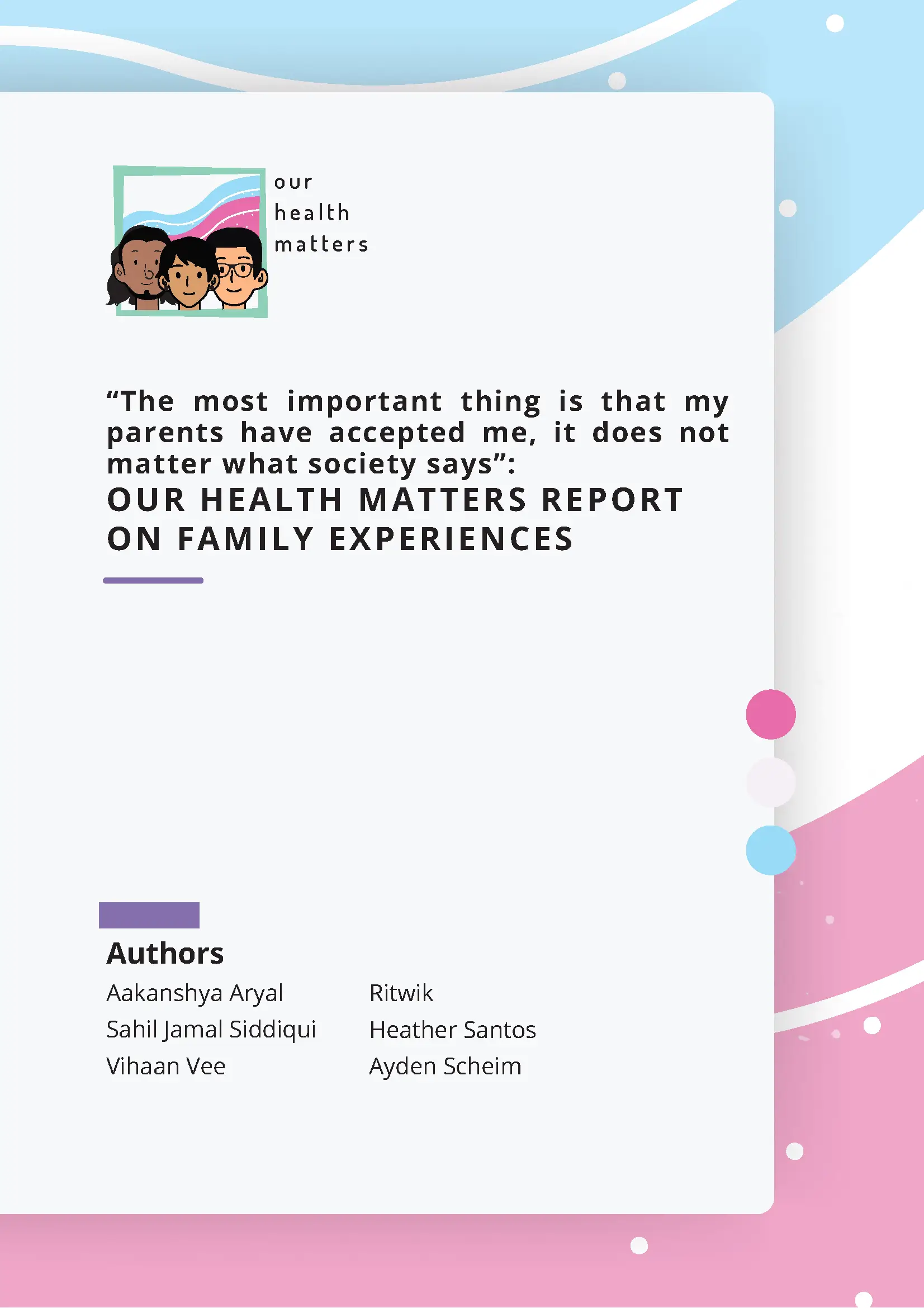 Our Health Matters Report On Family Experiences