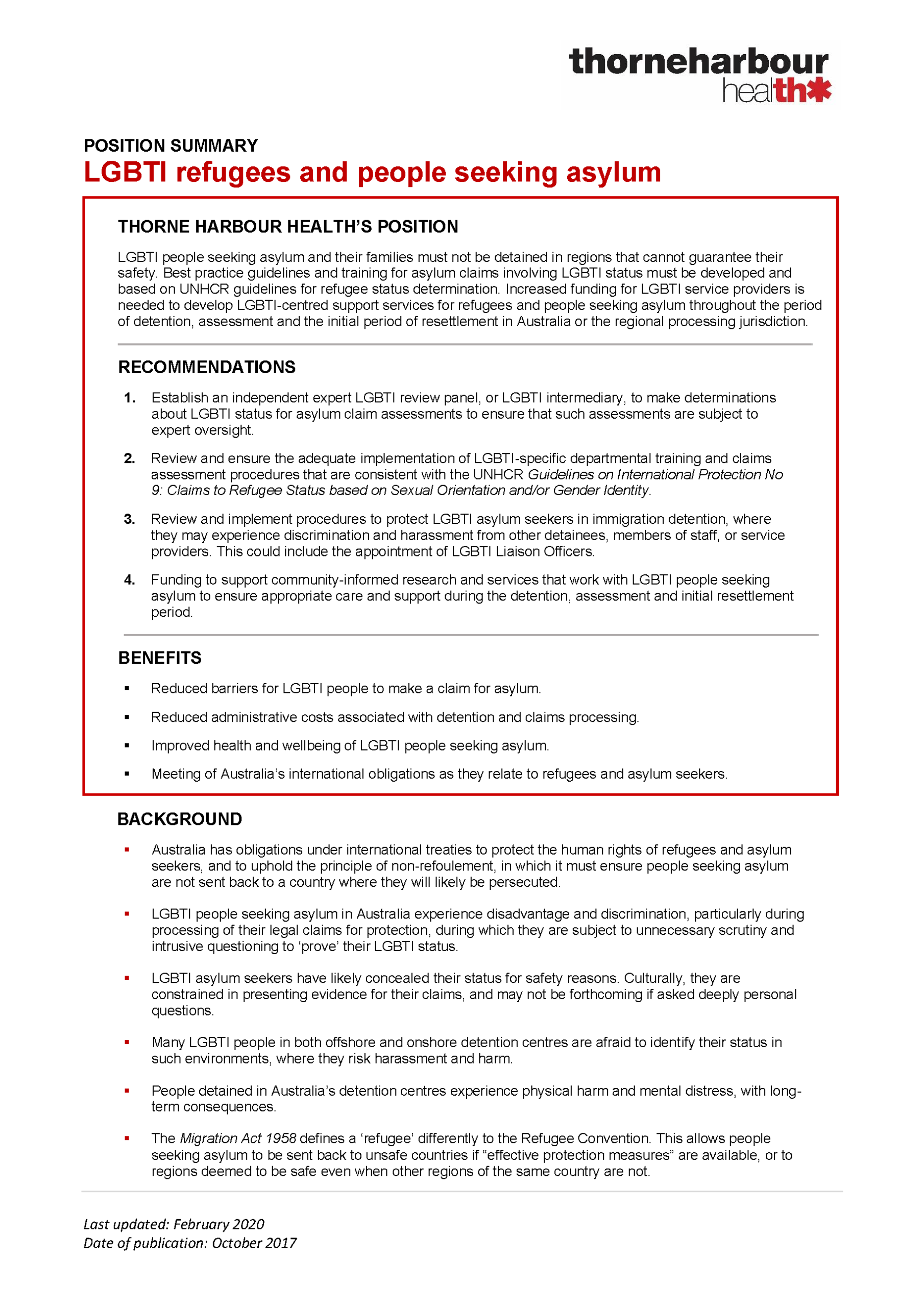 LGBTI refugees and people seeking asylum